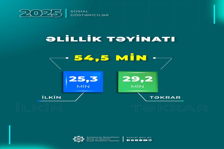 Ötən ildə 54,5 min şəxsə əlillik təyin olunub