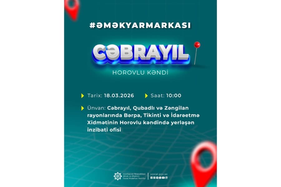 Cəbrayılın Horovlu kəndində növbəti əmək yarmarkası keçiriləcək