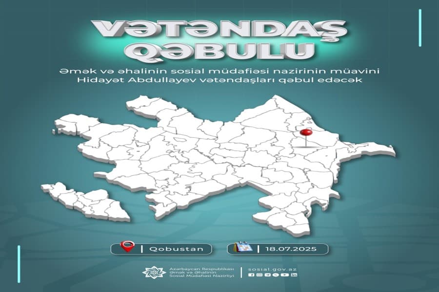 Nazir müavini Hidayət Abdullayev Qobustan rayonunda vətəndaşları qəbul edəcək