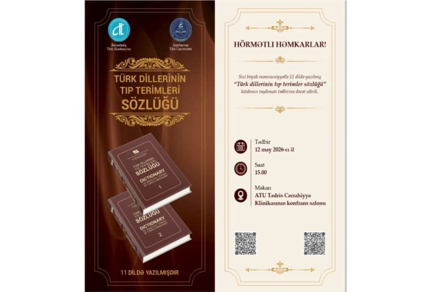 “Türk dillərinin tibb terminləri sözlüyü” kitabının təqdimatı keçiriləcək
