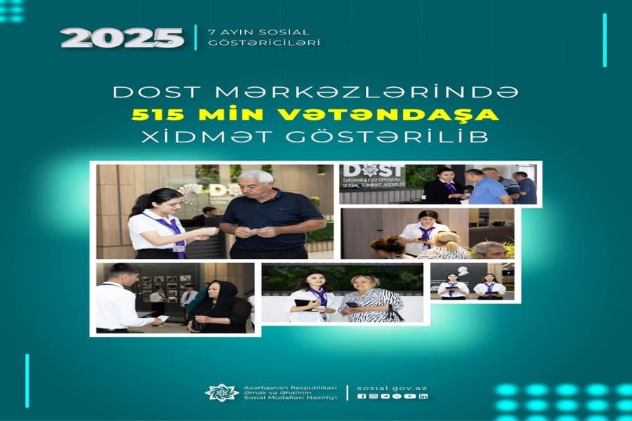 Yanvar-iyul aylarında DOST mərkəzlərində 515 min vətəndaşa xidmət göstərilib