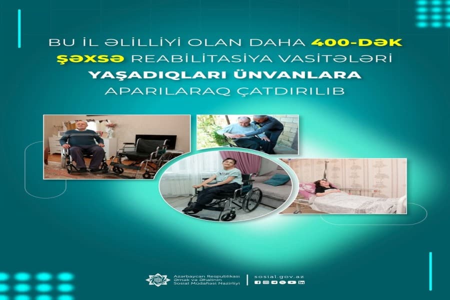 Bu il əlilliyi olan daha 400-dək şəxsə reabilitasiya vasitələri yaşadıqları ünvanlara aparılaraq çatdırılıb