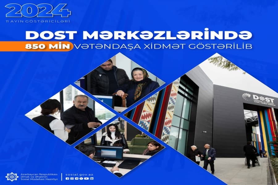 Yanvar-noyabr aylarında DOST mərkəzlərində 850 min vətəndaşa xidmət göstərilib