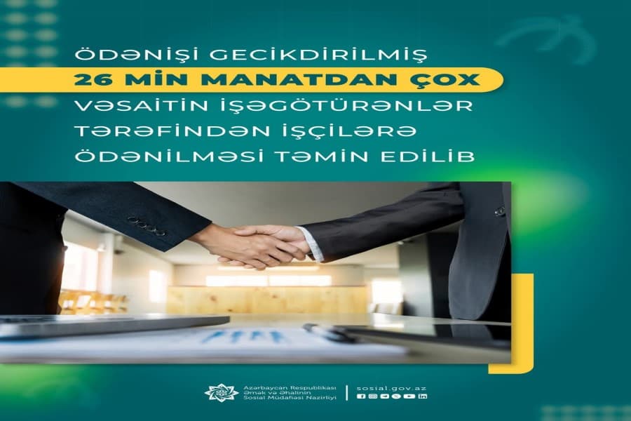 Ödənişi gecikdirilmiş 26 min manatdan çox vəsaitin işəgötürənlər tərəfindən işçilərə ödənilməsi təmin edilib