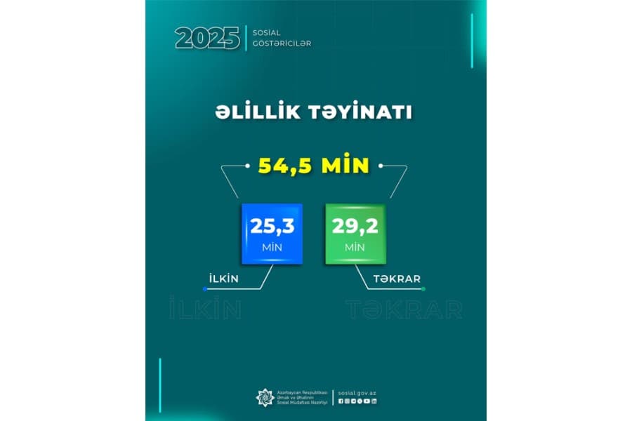 Ötən ildə 54,5 min şəxsə əlillik təyin olunub