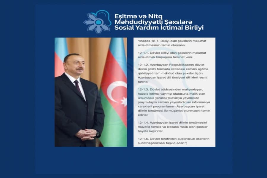 "Azərbaycan İşarət Dili artıq rəsmi ünsiyyət dili kimi TANINDI"– QHT sədri