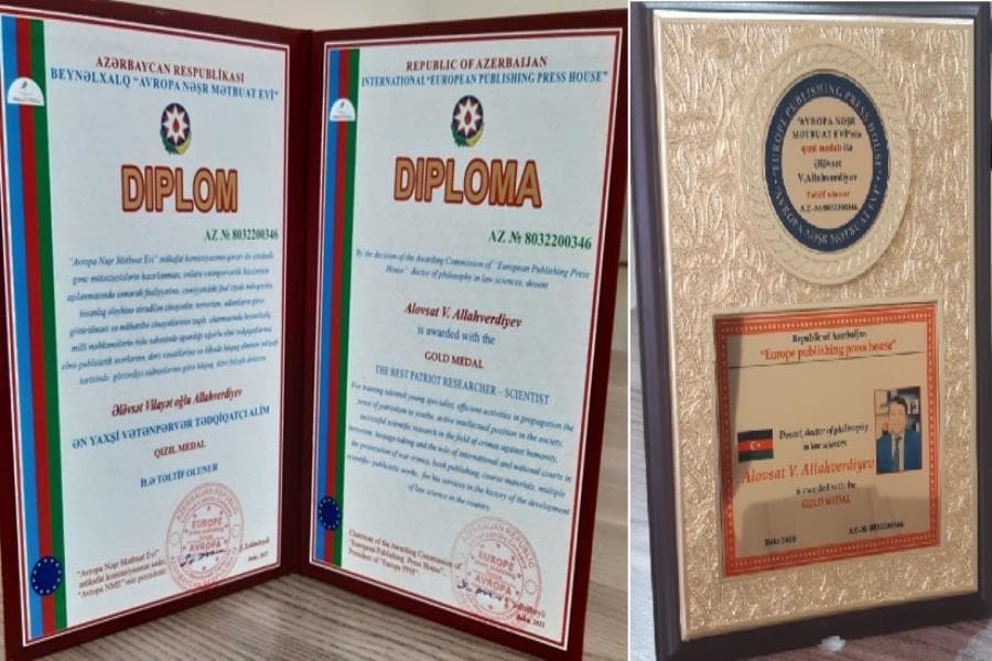 QHT sədri “Avropa Nəşr Mətbuat Evi”nin qızıl medalı ilə təltif olunub