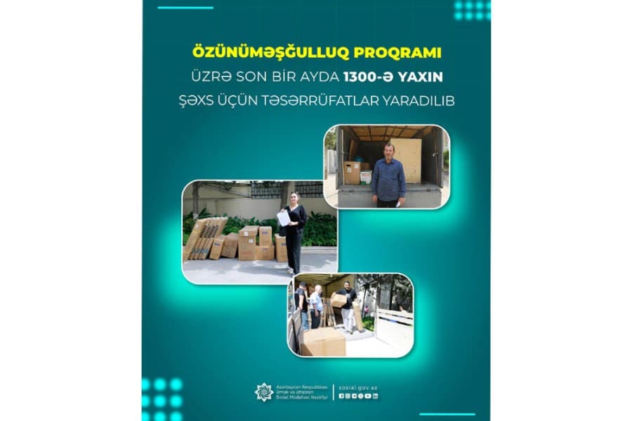 Özünüməşğulluq proqramı üzrə son bir ayda 1300-ə yaxın şəxs üçün təsərrüfatlar yaradılıb