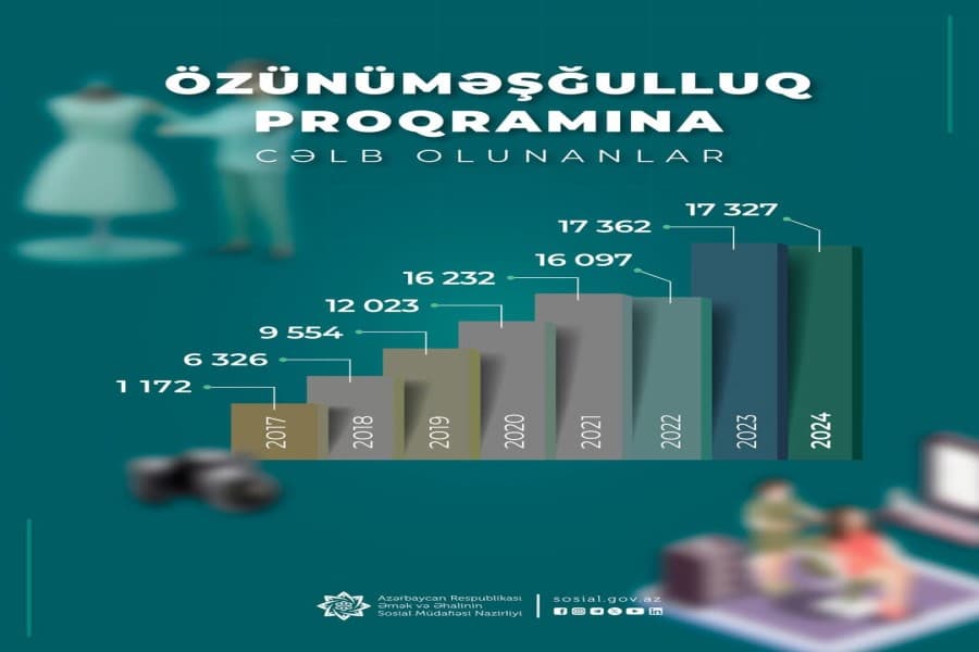 Özünüməşğulluq proqramına cəlb olunanların illik sayı 15 dəfəyə yaxın artıb