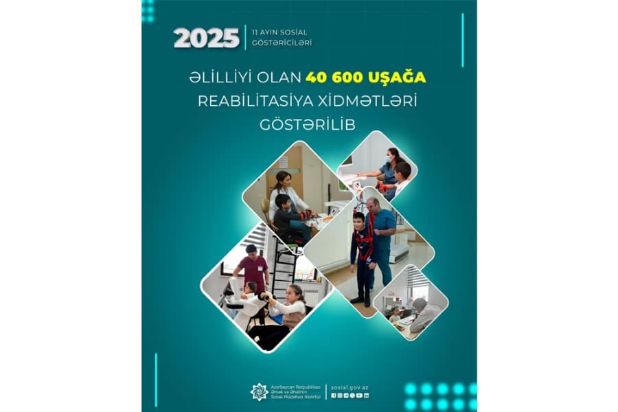 Yanvar-noyabr aylarında əlilliyi olan 40,6 min uşağa reabilitasiya xidmətləri göstərilib