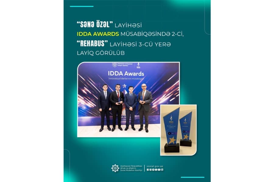 “Sənə özəl” layihəsi IDDA AWARDS müsabiqəsində 2-ci, “Rehabus” layihəsi 3-cü yerə layiq görülüb