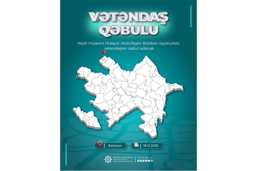 Nazir müavini Hidayət Abdullayev Balakən rayonunda vətəndaşları qəbul edəcək