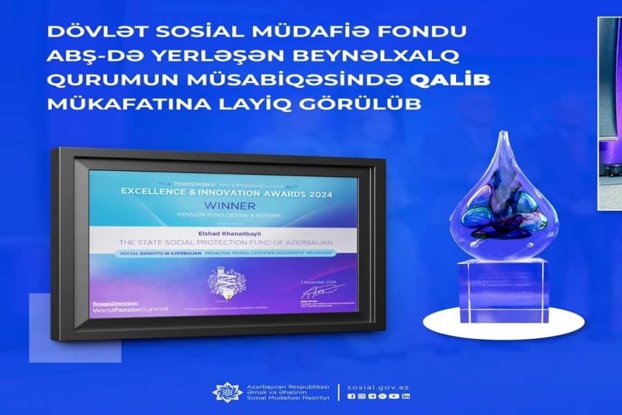 “Pensiya Fondunun Dizaynı və İslahatları” kateqoriyası üzrə Qalib mükafatına layiq görülüb