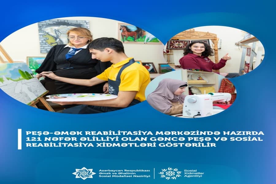 Peşə-Əmək Reabilitasiya Mərkəzində hazırda 121 nəfər əlilliyi olan gəncə peşə və sosial reabilitasiya xidmətləri göstərilir
