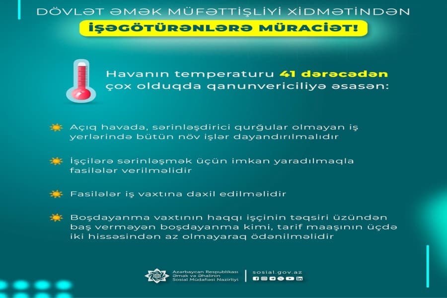 Dövlət Əmək Müfəttişliyi Xidmətindən işəgötürənlərə müraciət