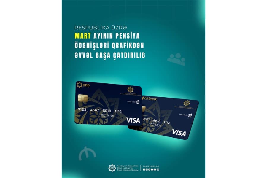 Respublika üzrə mart ayının pensiya ödənişləri qrafikdən əvvəl başa çatdırılıb