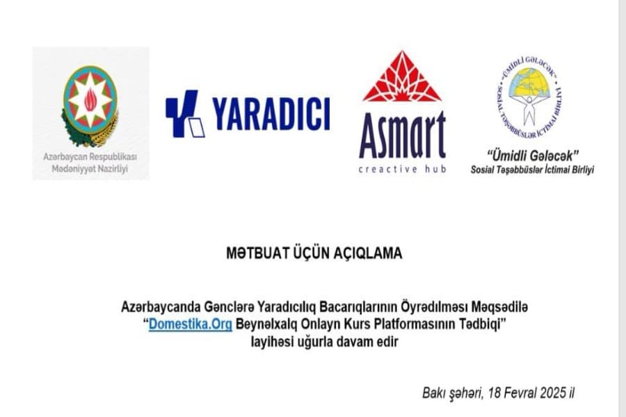 Gənclər üçün innovativ təhsil layihəsi: Domestika.Org Azərbaycanda