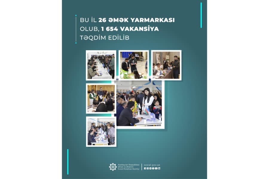 Bu il 26 əmək yarmarkası olub, 1654 vakansiya təqdim edilib