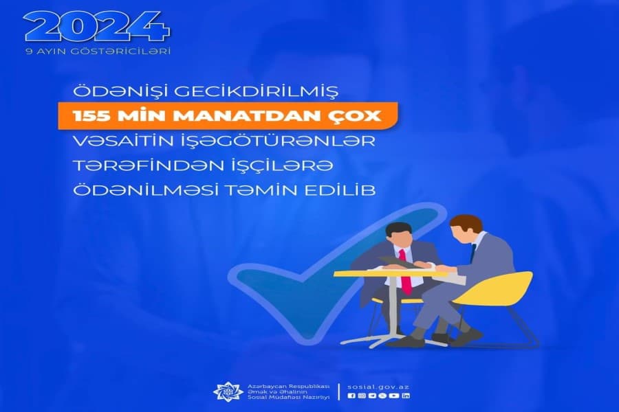Ödənişi gecikdirilmiş 155 min manatdan çox vəsaitin işəgötürənlər tərəfindən işçilərə ödənilməsi təmin edilib