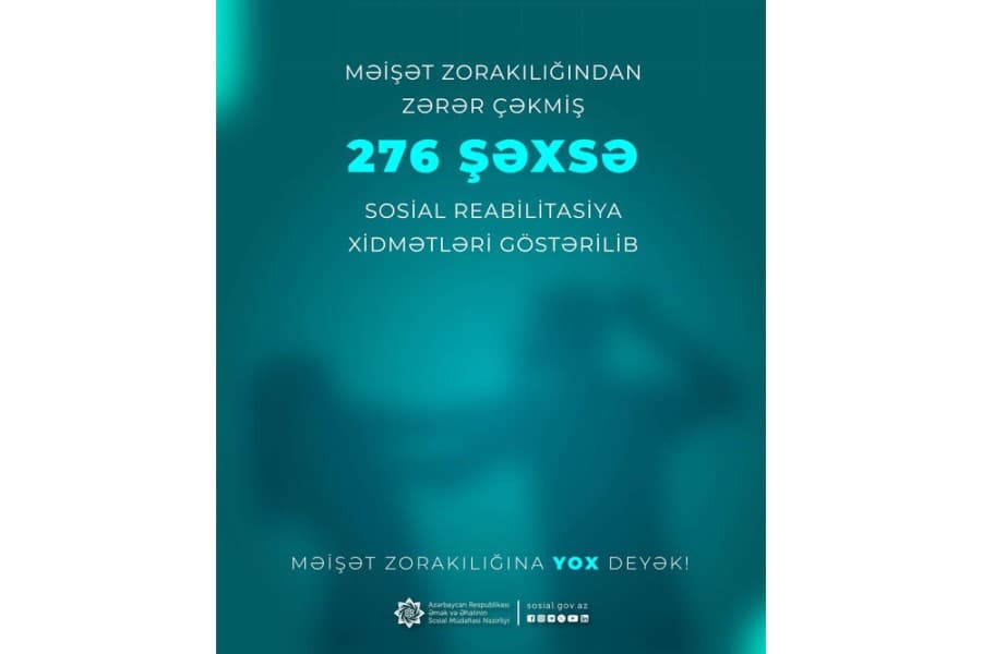 Məişət zorakılığından zərər çəkmiş 276 şəxsə sosial reabilitasiya xidmətləri göstərilib