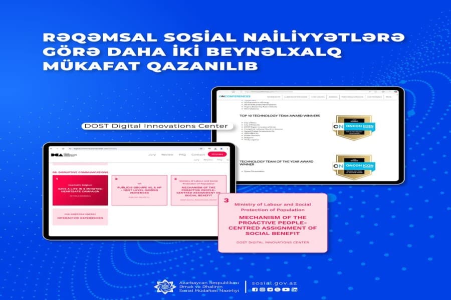 Rəqəmsal sosial nailiyyətlərə görə daha iki beynəlxalq mükafat qazanılıb