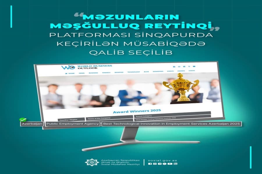 “Məzunların məşğulluq reytinqi” platforması Sinqapurda keçirilən müsabiqədə qalib seçilib