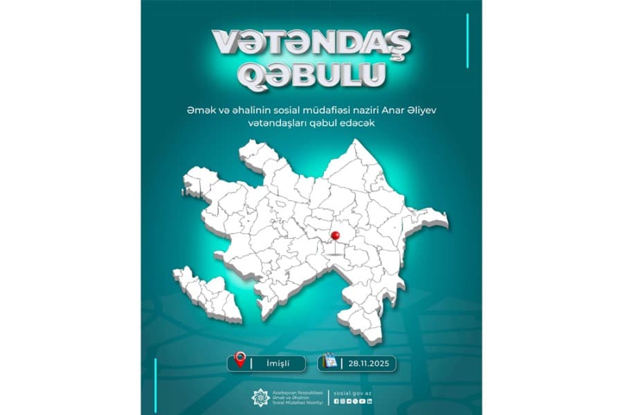 Nazir Anar Əliyev İmişlidə vətəndaşları qəbul edəcək