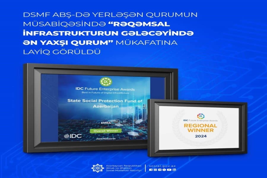 DSMF ABŞ-də yerləşən qurumun müsabiqəsində “Rəqəmsal İnfrastrukturun Gələcəyində Ən Yaxşı Qurum” mükafatına layiq görüldü