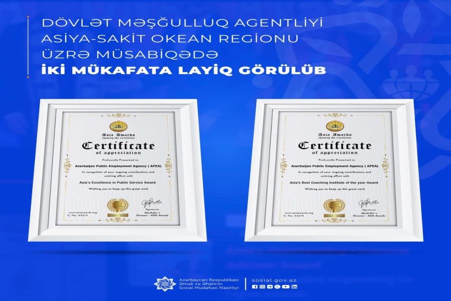 Dövlət Məşğulluq Agentliyi Asiya-Sakit Okean regionu üzrə müsabiqədə iki mükafata layiq görülüb