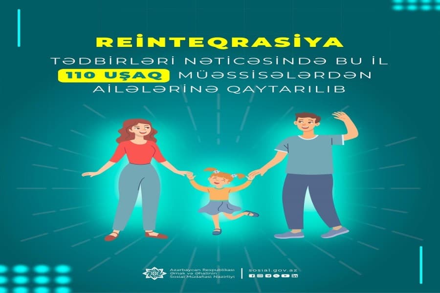 Reinteqrasiya tədbirləri nəticəsində bu il 110 uşaq müəssisələrdən ailələrinə qaytarılıb