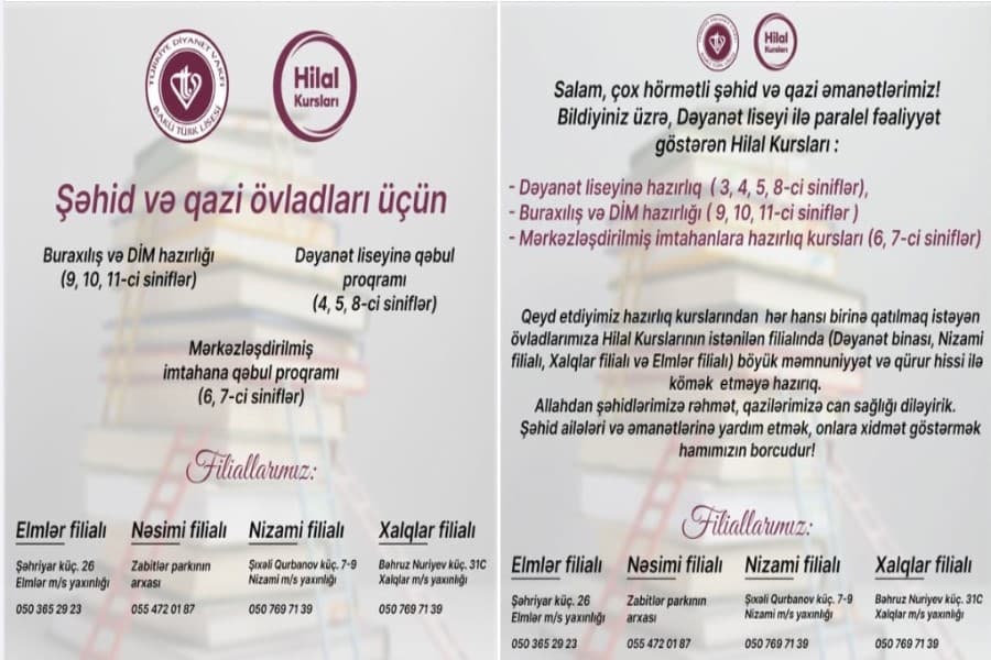 Şəhid və qazi övladları üçün imtahanlara hazırlıq kursları elan edilib - FOTOLAR