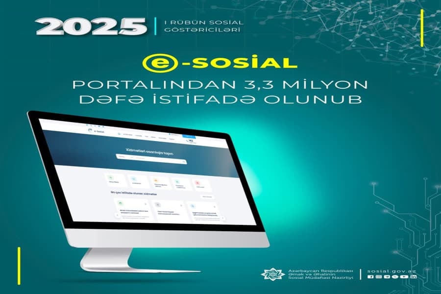 Birinci rübdə “e-sosial” portalından 3,3 milyon dəfə istifadə olunub