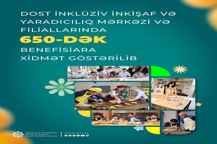 DOST İnklüziv İnkişaf və Yaradıcılıq Mərkəzi və filiallarında 650-dək benefisiara xidmət göstərilib
