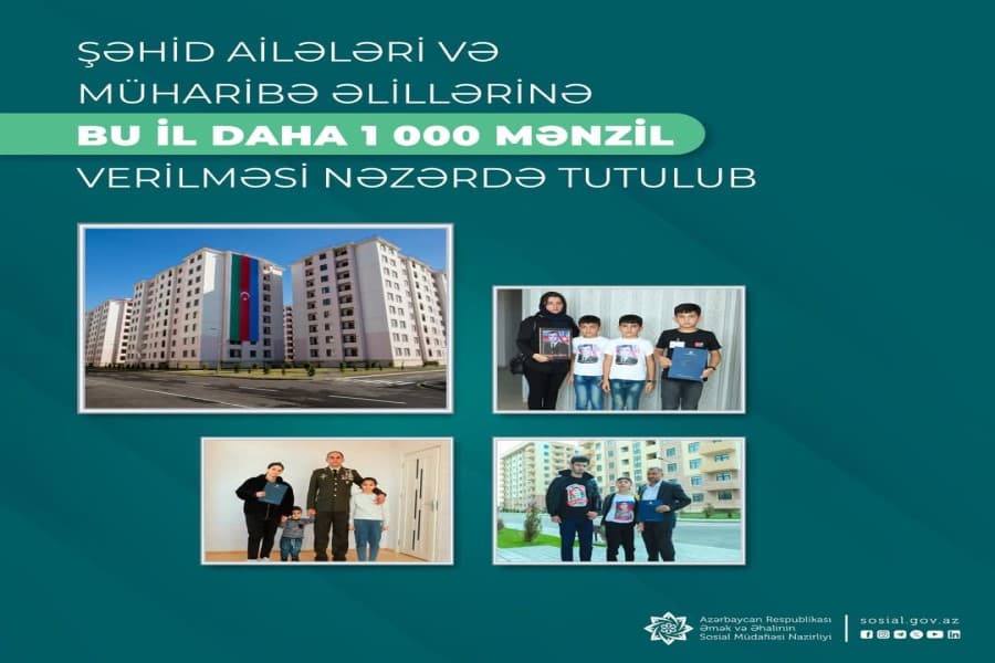 Şəhid ailələri və müharibə əlillərinə bu il daha 1000 mənzil verilməsi nəzərdə tutulub