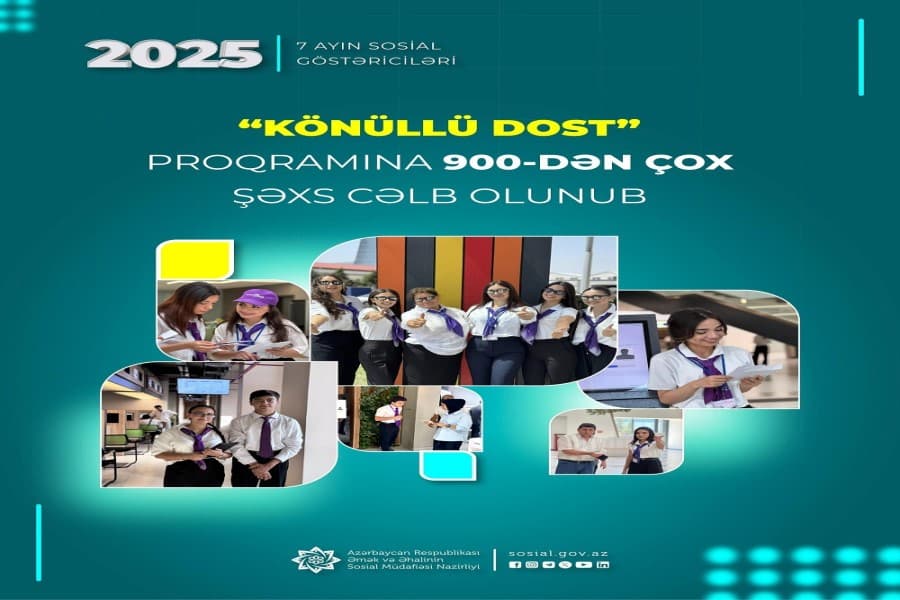 Yanvar-iyul aylarında “Könüllü DOST” proqramına daha 900-dən çox şəxs cəlb olunub