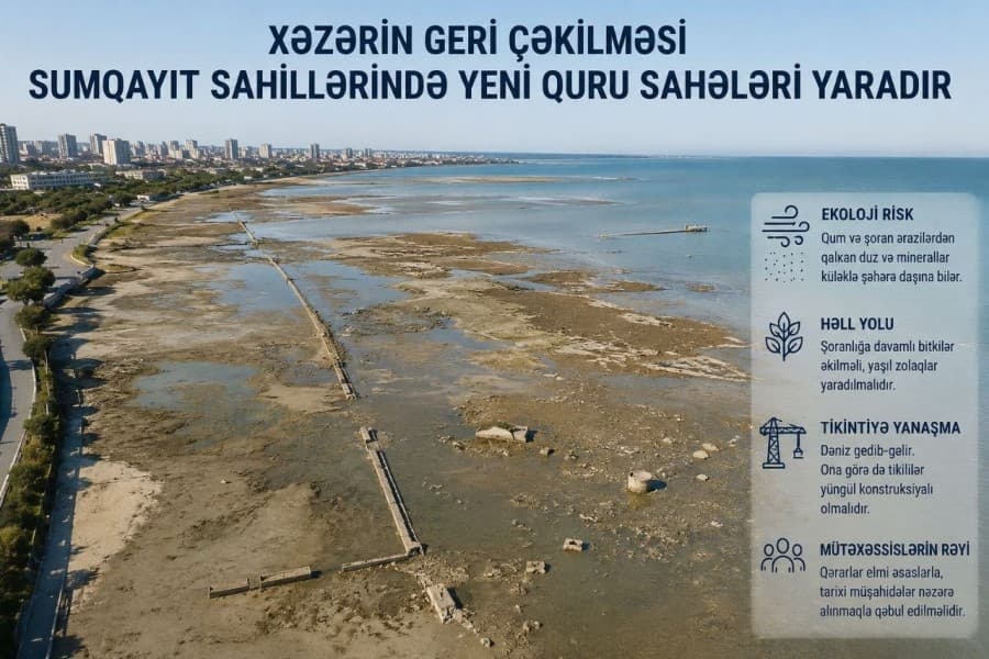 Sumqayıt sahillərində dəniz çəkilir: ekoloqdan xəbərdarlıq
