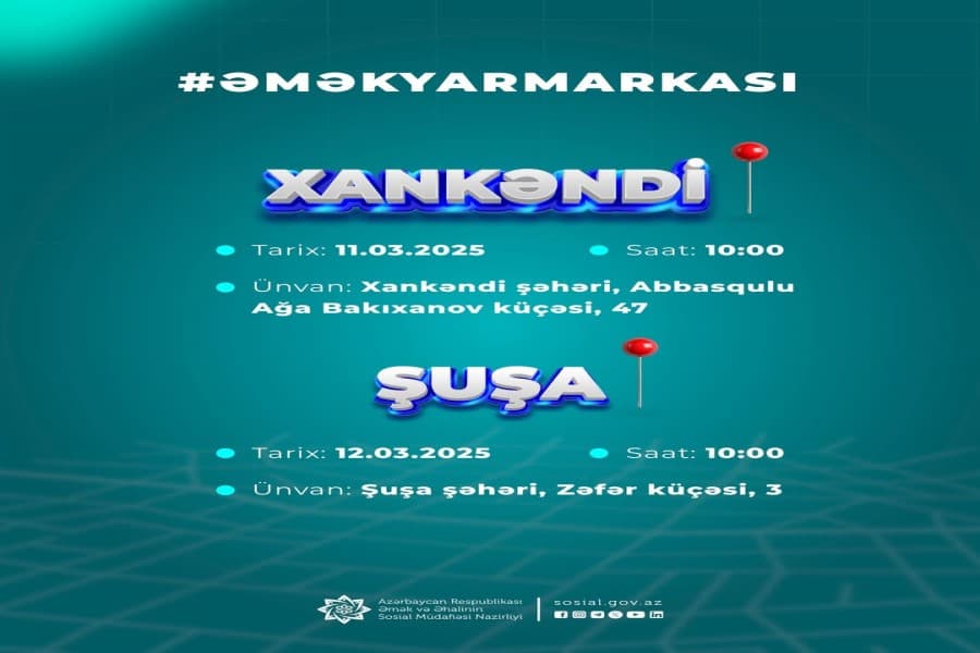 Xankəndi və Şuşada “Azəriqaz” İB ilə birgə əmək yarmarkaları keçiriləcək