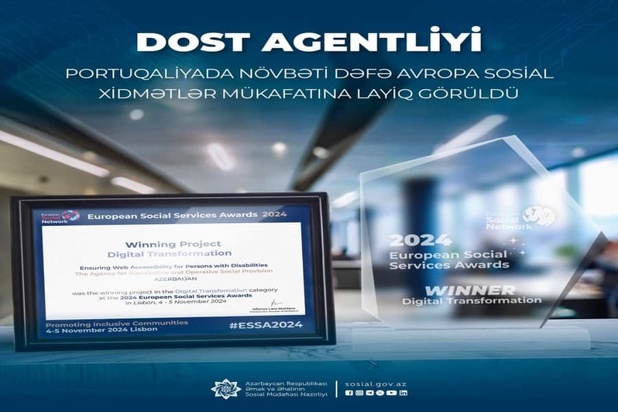 DOST Agentliyi Portuqaliyada növbəti dəfə Avropa Sosial Xidmətlər Mükafatına layiq görüldü
