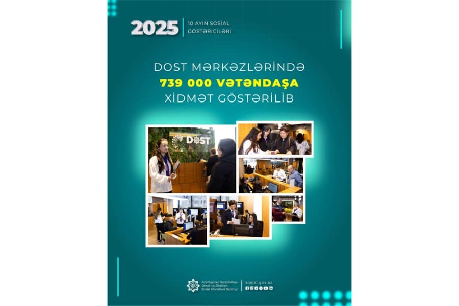 Yanvar-oktyabr aylarında DOST mərkəzlərində 739 min vətəndaşa xidmət göstərilib