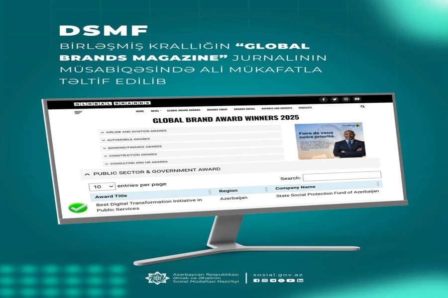 DSMF Birləşmiş Krallığın “Global Brands Magazine” jurnalının müsabiqəsində ali mükafatla təltif edilib