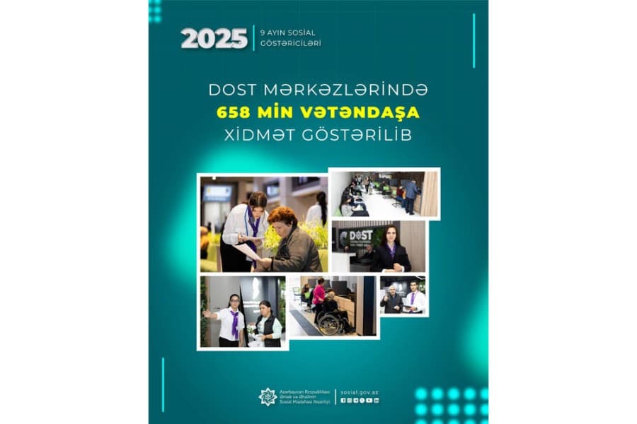 Yanvar-sentyabr aylarında DOST mərkəzlərində 658 min vətəndaşa xidmət göstərilib