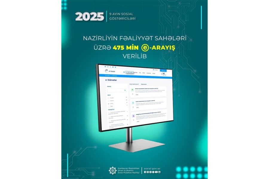 Yanvar-sentyabr aylarında Nazirliyin fəaliyyət sahələri üzrə 475 min e-arayış verilib