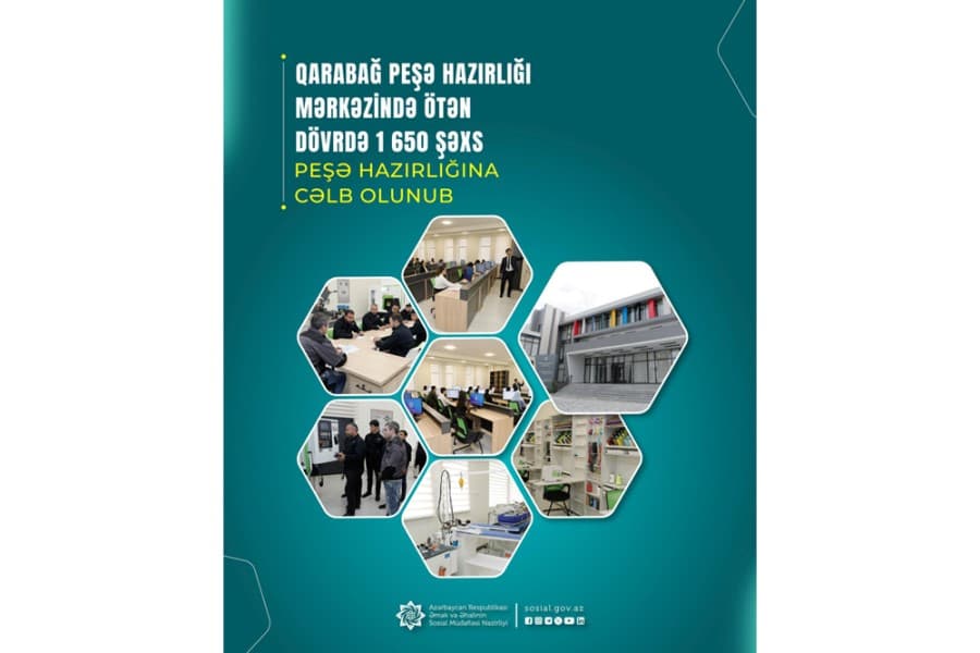 Qarabağ Peşə Hazırlığı Mərkəzində ötən dövrdə 1650 şəxs peşə hazırlığına cəlb olunub