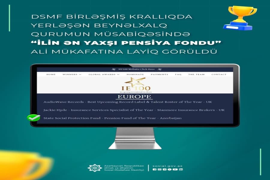 DSMF Birləşmiş Krallıqda yerləşən beynəlxalq qurumun müsabiqəsində “İlin Ən Yaxşı Pensiya Fondu” ali mükafatına layiq görüldü