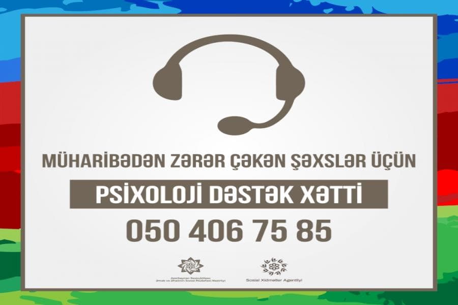 Sosial Xidmətlər Agentliyinin müharibədən zərərçəkənlər üçün onlayn “Psixoloji dəstək xətti” fəaliyyətə başladı