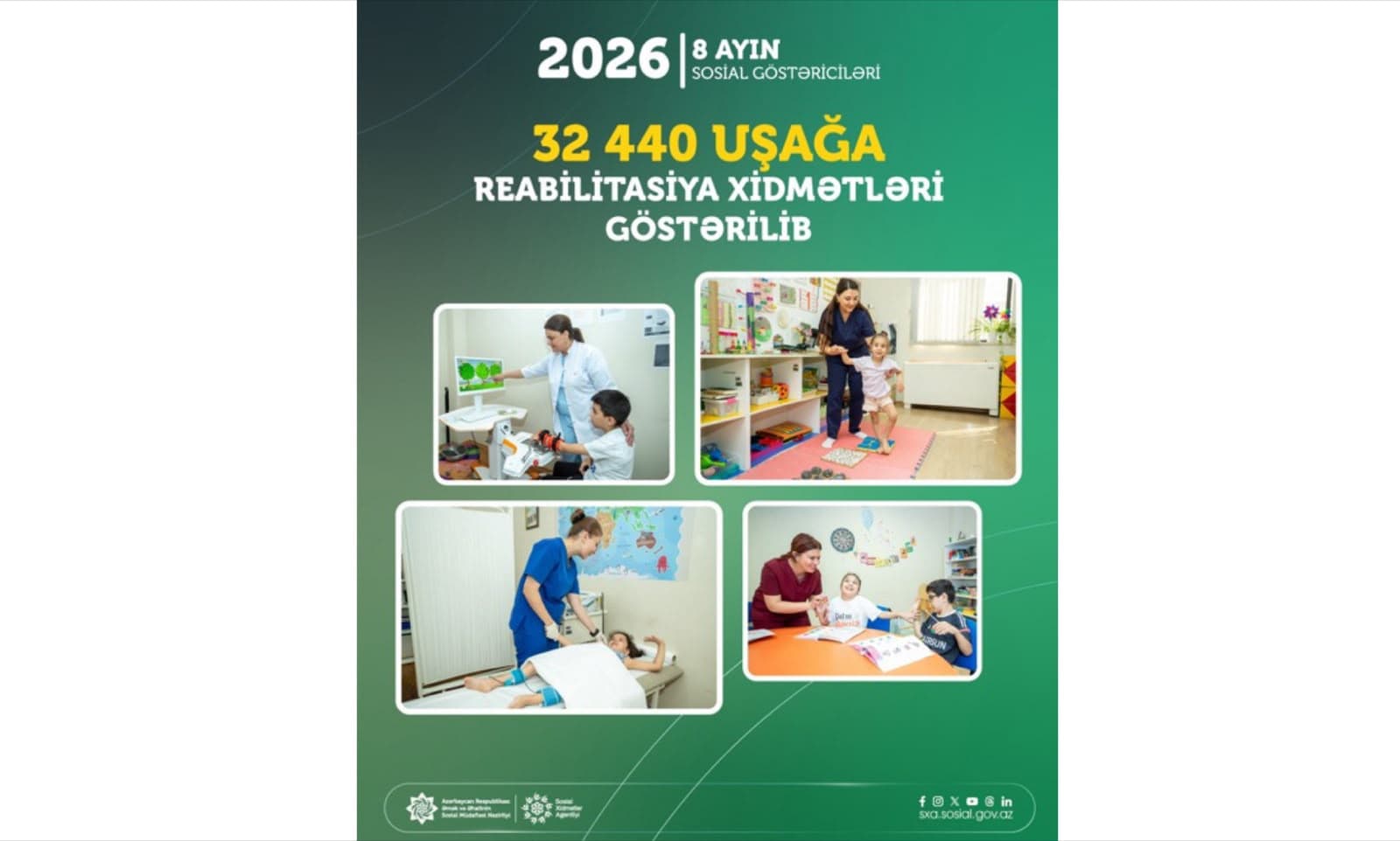 Yanvar-avqust aylarında 32440 uşağa reabilitasiya xidmətləri göstərilib