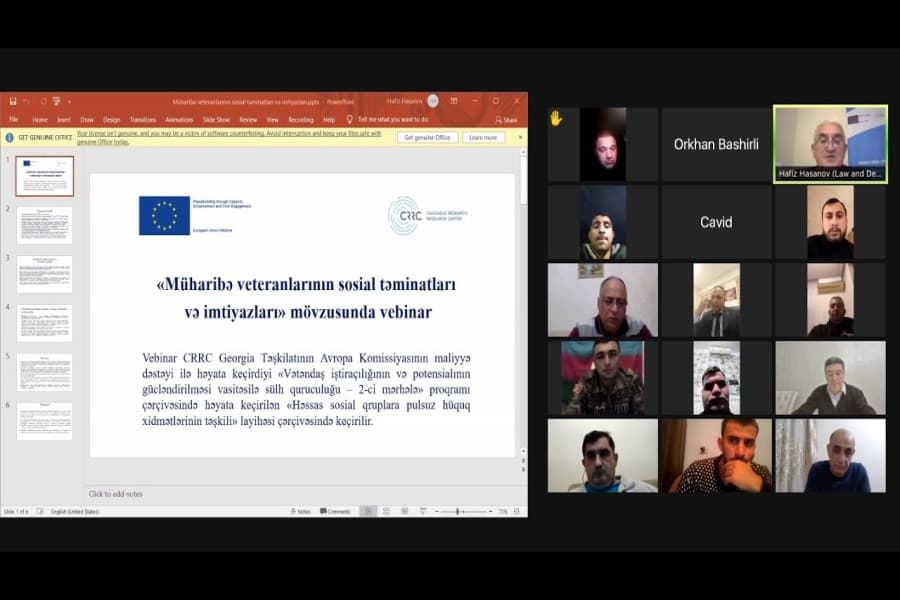 "Müharibə veteranlarının sosial təminatları və imtiyazları" mövzusunda vebinar keçirilib