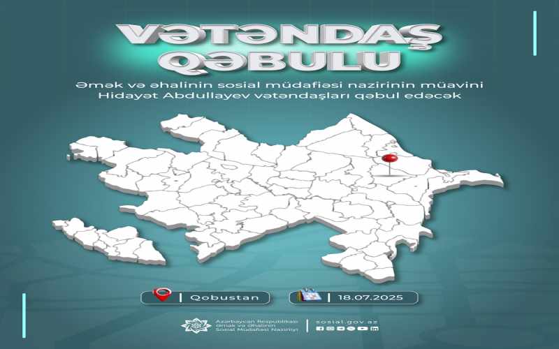 Nazir müavini Hidayət Abdullayev Qobustan rayonunda vətəndaşları qəbul edəcək