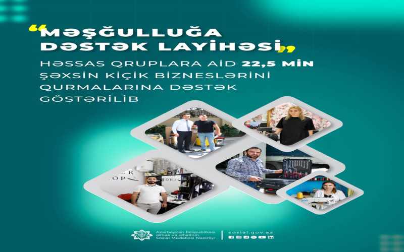 “Məşğulluğa Dəstək Layihəsi” üzrə həssas qruplara aid 22,5 min şəxsin kiçik bizneslərini qurmalarına dəstək göstərilib
