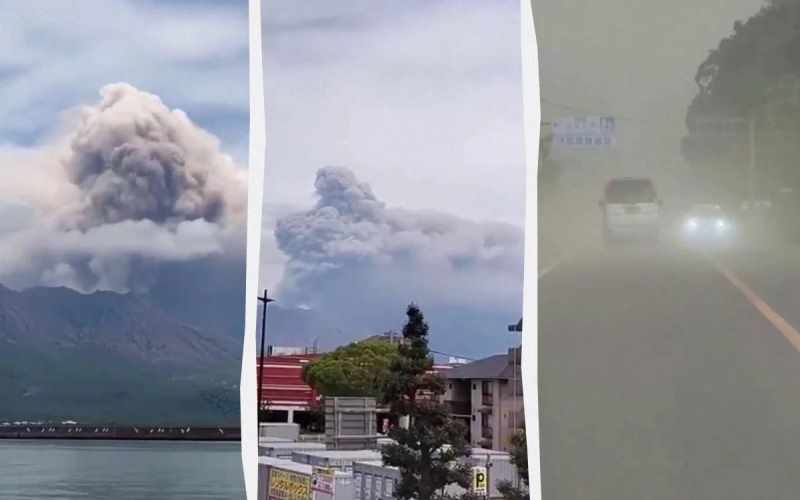 Yaponiya şəhəri üç vulkan püskürməsindən sonra külə qərq oldu 